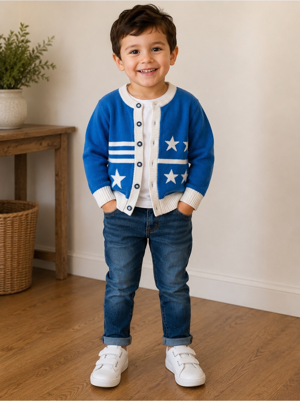 Blue Star Knit Cardigan - Kids 3T